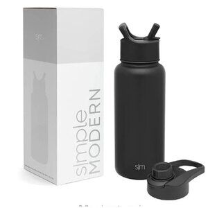 Simple Modern Water Bottle with Straw, 32oz, Midnight Black